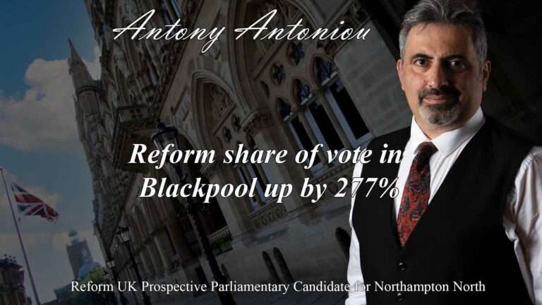 Reform share of vote in Blackpool up by 277%